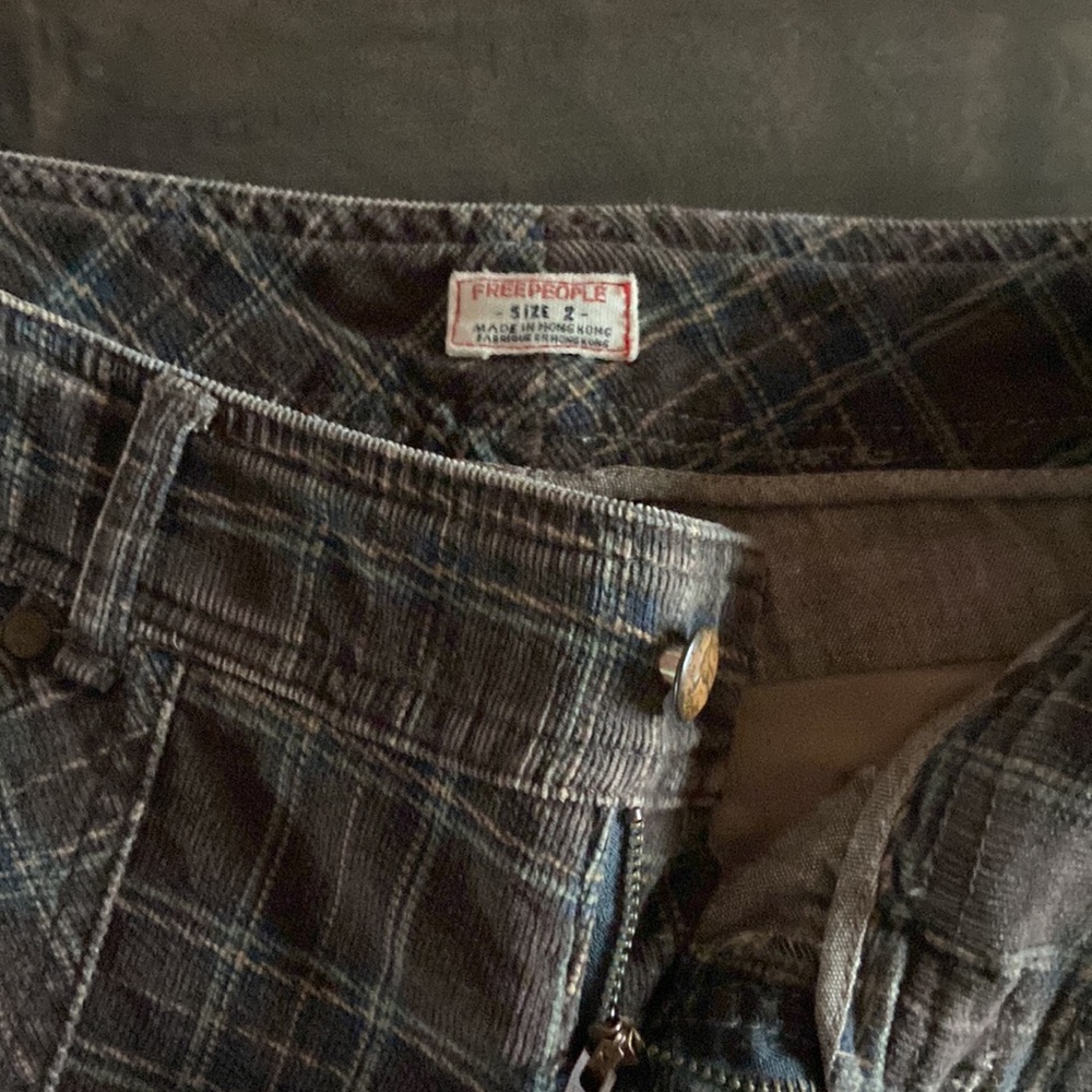 Women’s free people, low rise, straight leg, corduroy plaid pants - Picture 3 of 5